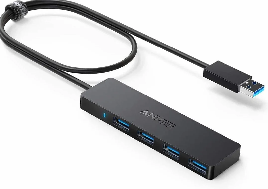 Anker Smukły i wydajny 4-portowy hub danych USB 3.0 z wydłużonym kablem 60 cm, do MacBooka, Pro/Mini, iMac, Surface Pro, XPS, laptopów, pamięci USB, mobilnych dysków twardych i innych urządzeń