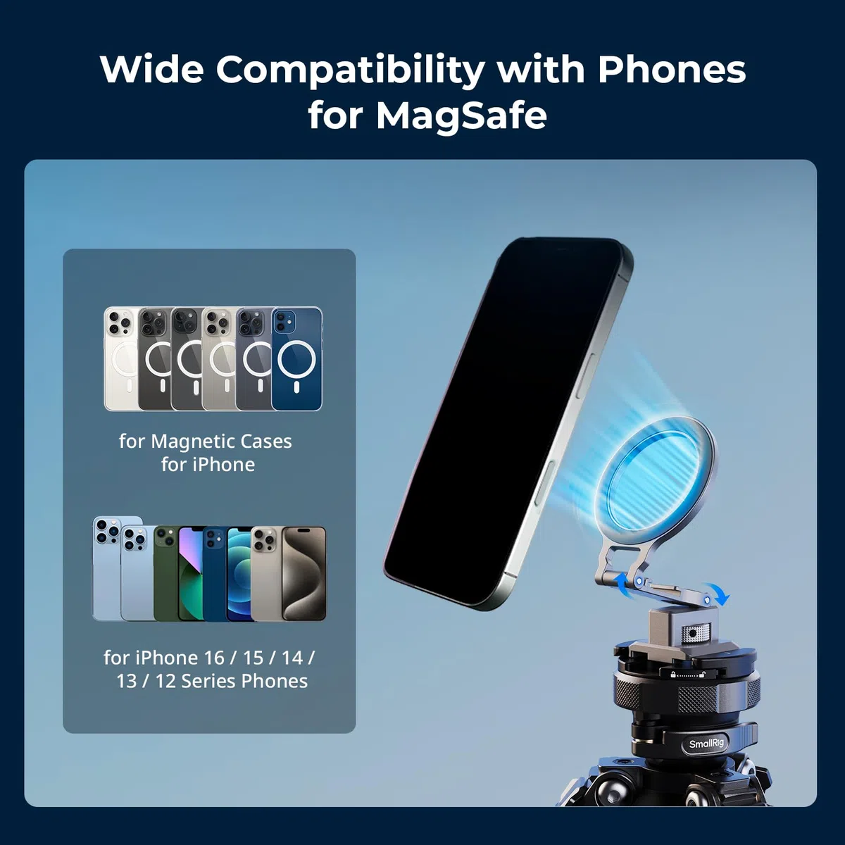 SMALLRIG Metalowy uchwyt na telefon z płytą bazową do Arca-Standard, kompatybilny z DJI RS 4 Mini, uchwyt na telefon z mocowaniem na zimną stopkę. - 5339