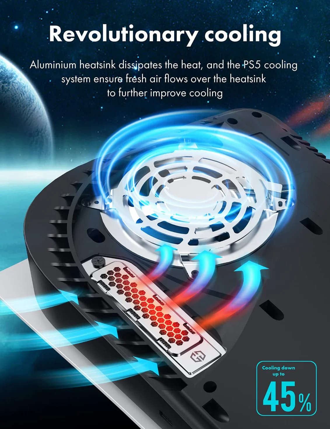 GRAUGEAR Radiator HeatPipe do M.2 NVMe SSD (2280), Playstation 5, PS5 Slim, do rozszerzenia pamięci PS5, z osłoną chroniącą przed kurzem.