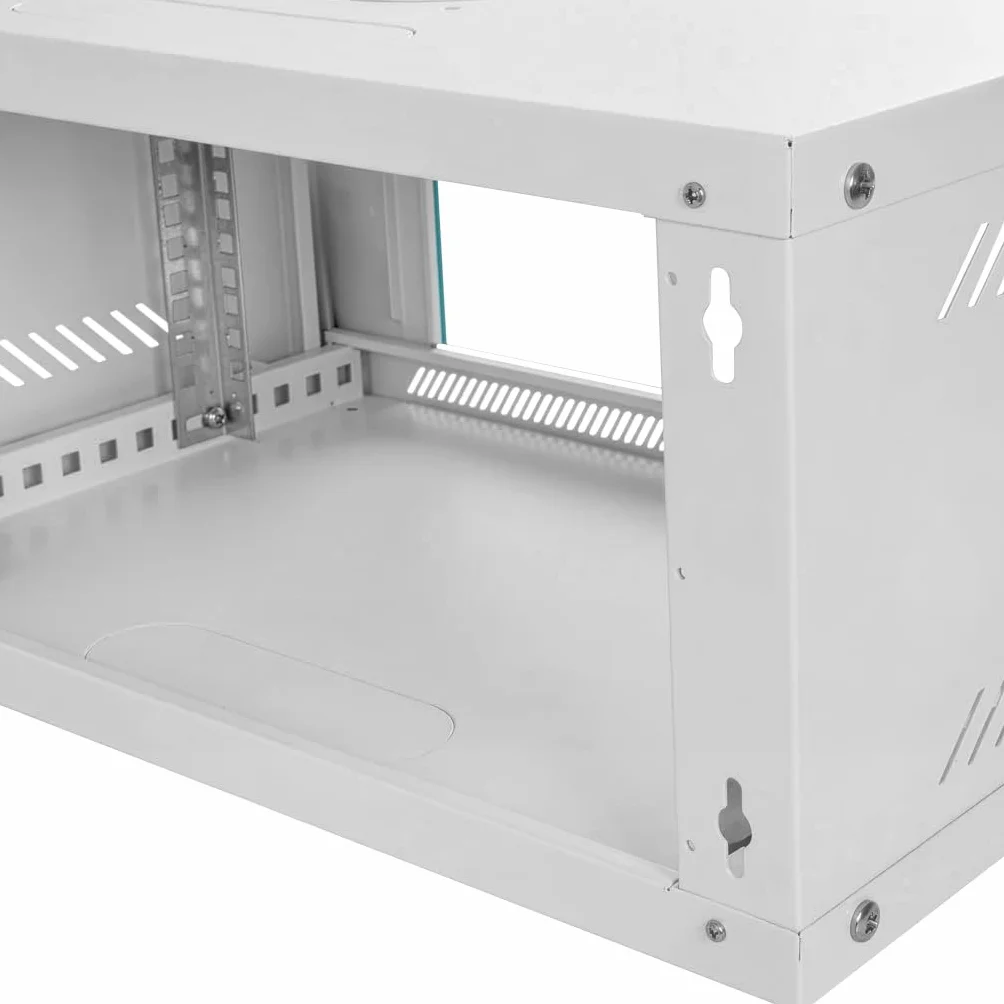 NETBERG BASIC Szafa Rack 19” 4U wisząca serwerowa na elektronikę 60x35x24 cm przeszklone drzwi szara (4U, 60x35x24 cm, szara)
