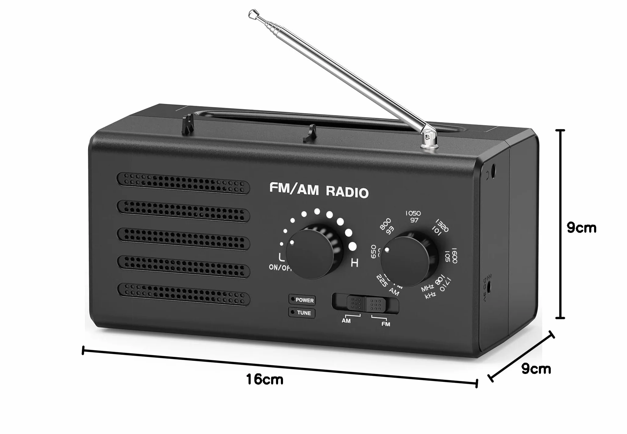 Padwa Lifestyle Przenośne mini radio, FM/AM/SW, czarne, głośniki 5 W, gniazdo słuchawkowe, zasilanie baterii AA, budzik do wędrówek, joggingu, kempingu