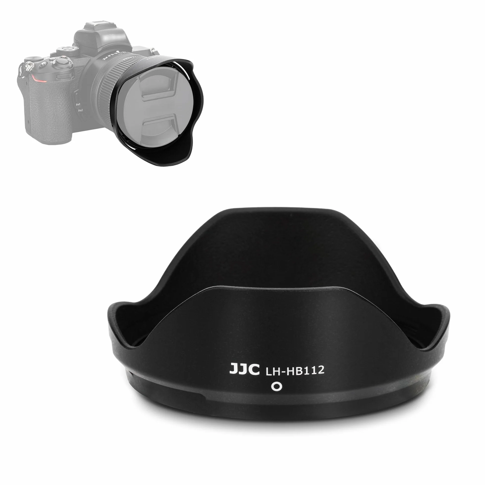 JJC HB-112 Bagnetowa osłona przeciwsłoneczna do obiektywu Nikon NIKKOR Z DX 12-28 mm f/3,5-5,6 PZ VR, zastępuje osłonę, odwracalna redukcja flary