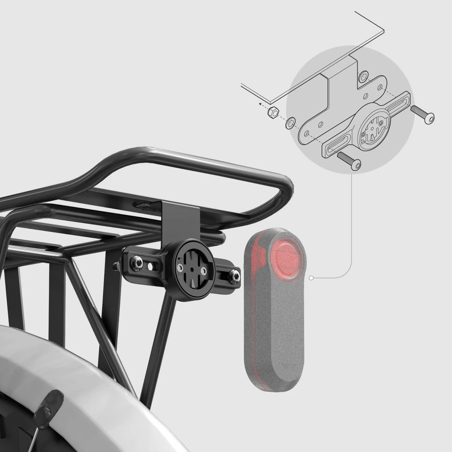 TUSITA Uchwyt Tylny Bagażnik Rowerowy Kompatybilny z Garmin Varia RTL515, RTL510, RVR315, RearVue 820, Magene L508