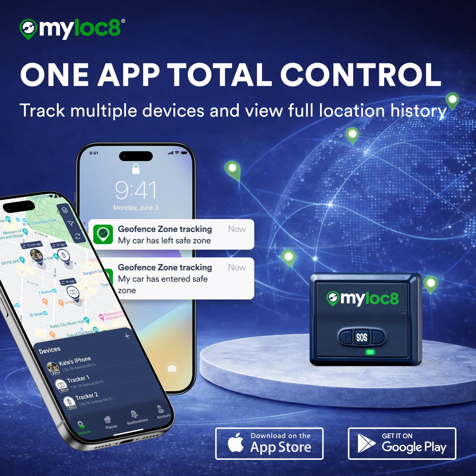Myloc8 - Uniwersalny tracker GPS do pojazdów, dzieci i bagażu, samochód GPS tracker 4G LTE, aktualizacje w czasie rzeczywistym dla ciężarówek, przyczep, rowerów, ukrytych z