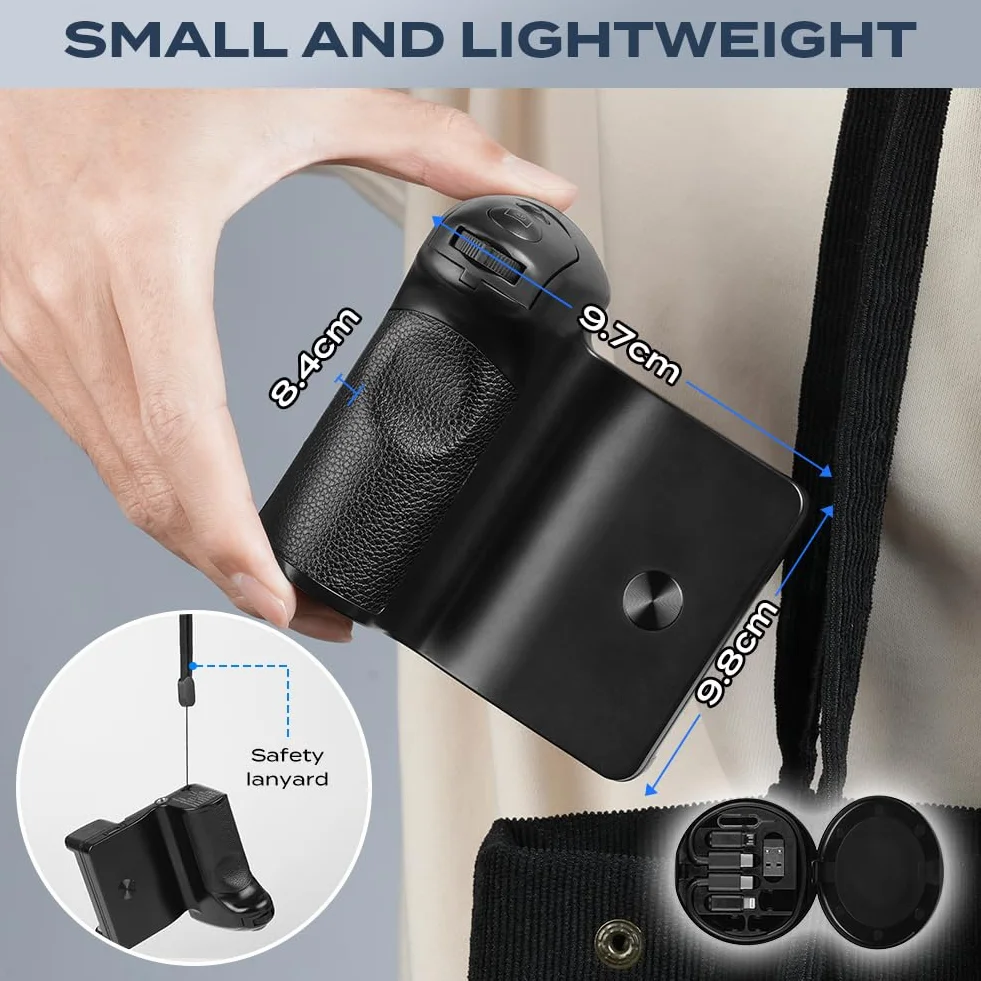 HOTUT Smartphone uchwyt na kamerę z pilotem zdalnego sterowania Bluetooth - uchwyt stabilizator z przyłączem statywu i zimnym butem - do iPhone'a i Androida