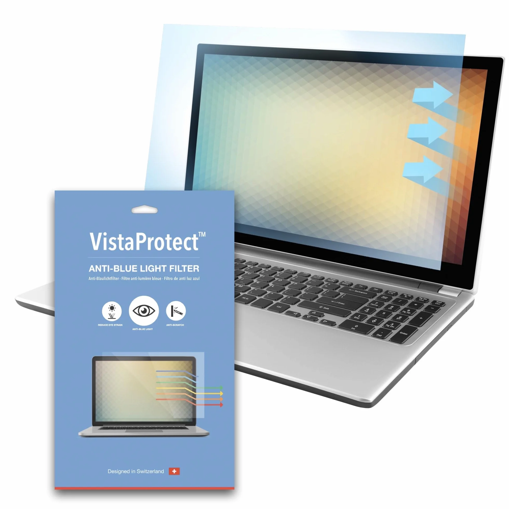 VistaProtect Filtr Przeciw Niebieskiemu Światłu Ochrona Ekranów Laptopów 15,6 cali