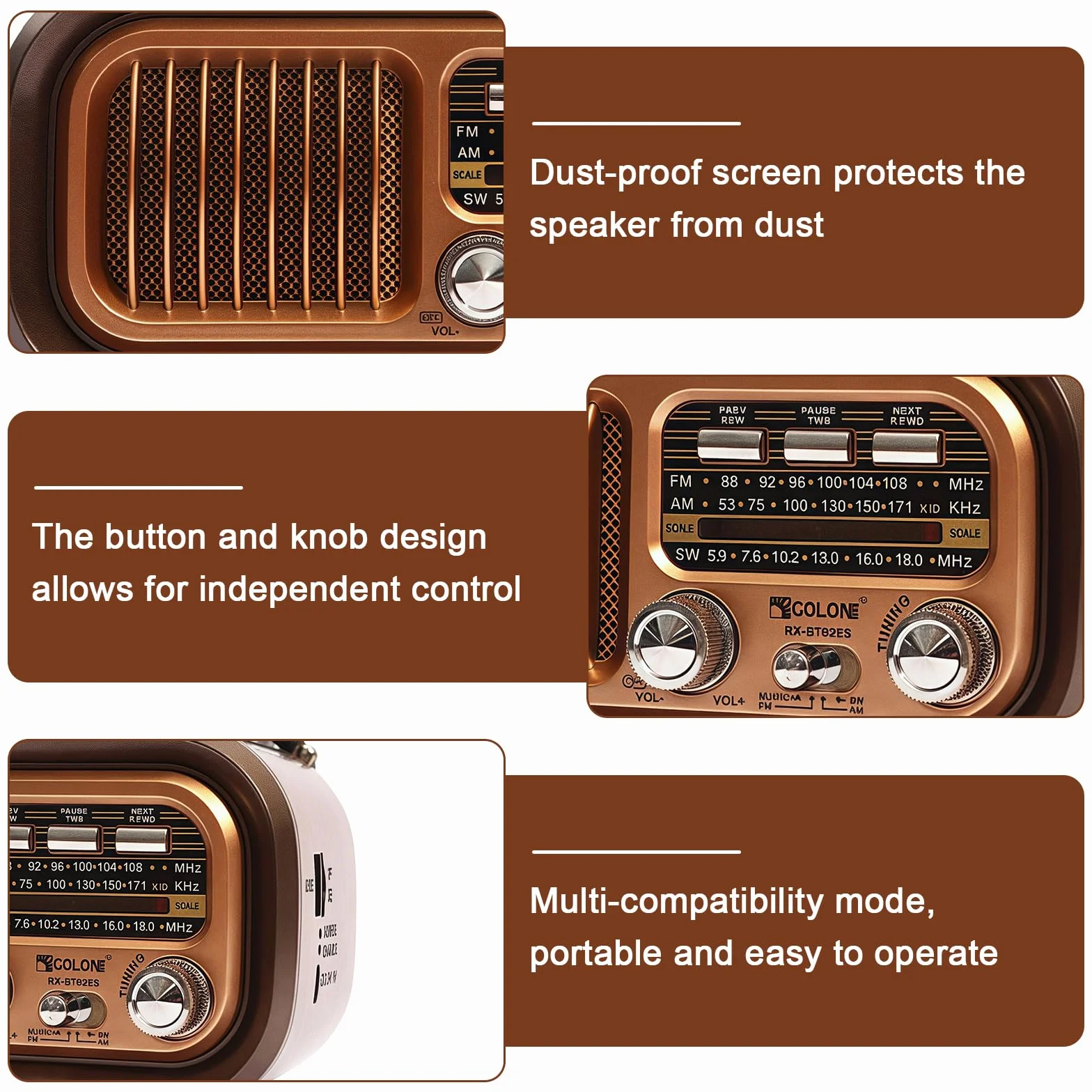 Radio retro z Bluetooth: radio AM/FM/SW, nostalgiczne radio Ra dio z funkcją ładowania solarnego + głośnik 5 W, przenośny system multimedialny do domu, na zewnątrz, na kemping i w sytuacjach