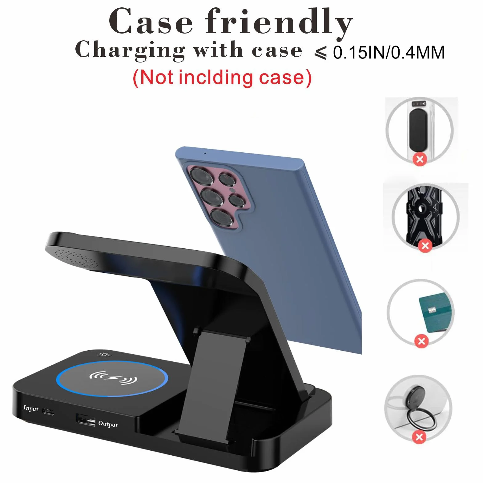 Bezprzewodowa stacja ładująca 3 w 1 do Samsung Galaxy S25 S24 Ultra S23 S22 Note 20 Z Fold 7/6 Watch 8 7 6 5 Buds czarna