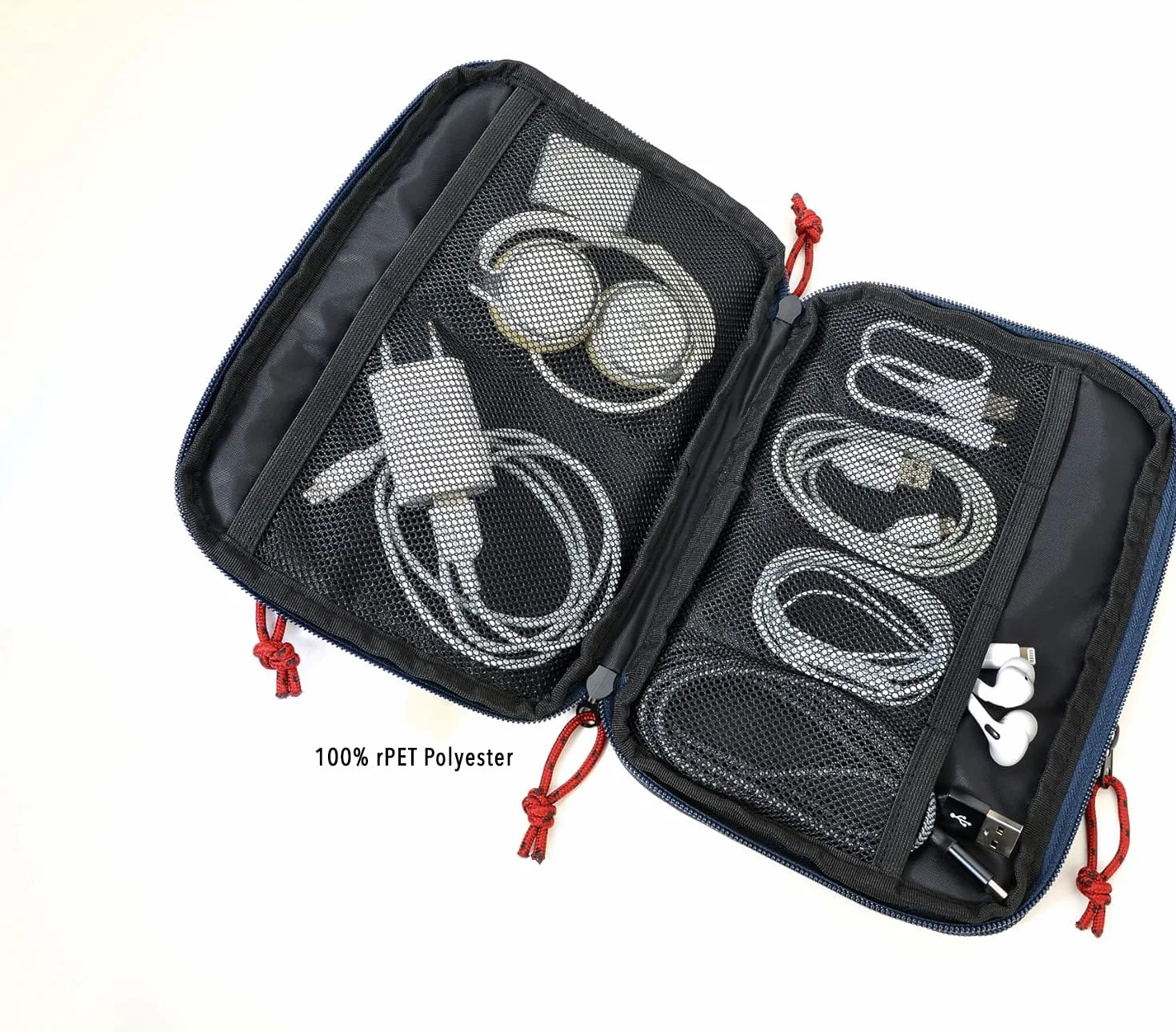 Troika Business Tech Pouch 2 torba na kable na akcesoria elektroniczne z poliestru w kolorze niebieskim, wymiary: 23,5 cm x 17 cm x 3,5 cm, BGO44/DB, niebieski, 23,5cm, Nowoczesny