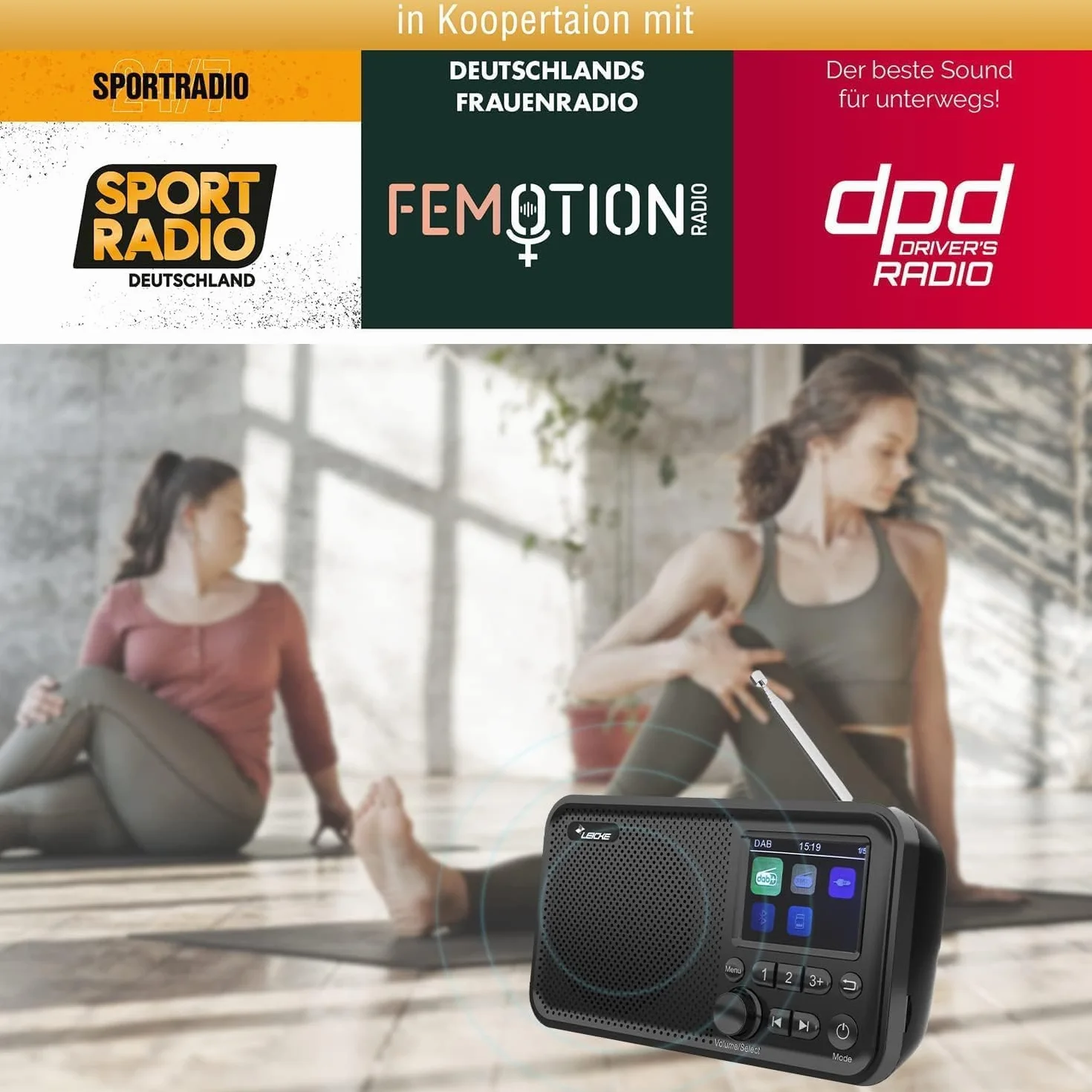 Leicke EP18227 Radio DAB+ Czarny 2000mAh 2.4"