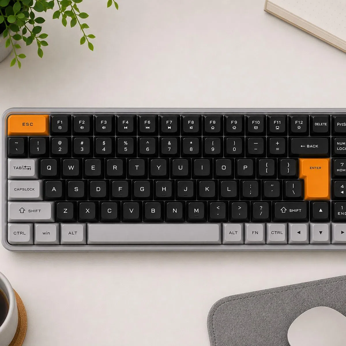 KRUX Zyro 96%, klawiatura bezprzewodowa membranowa, kompaktowa z blokiem numerycznym, Bluetooth i 2.4 GHz, USB-C ładowanie, cicha praca, 100 klawiszy, do pracy biurowej i domu