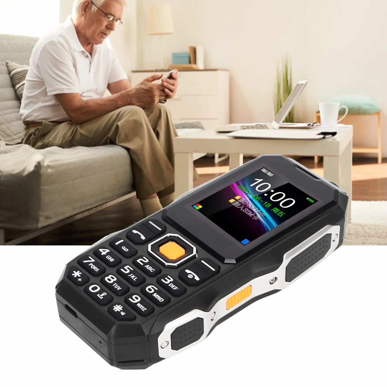 W2021 Odblokowane Telefony Komórkowe dla Seniorów, Telefon Komórkowy 2G Dual SIM, Duży Przycisk, Głośna Pomoc Głosowa, Super Latarka, Odblokowany Telefon dla Starszych Rodziców,