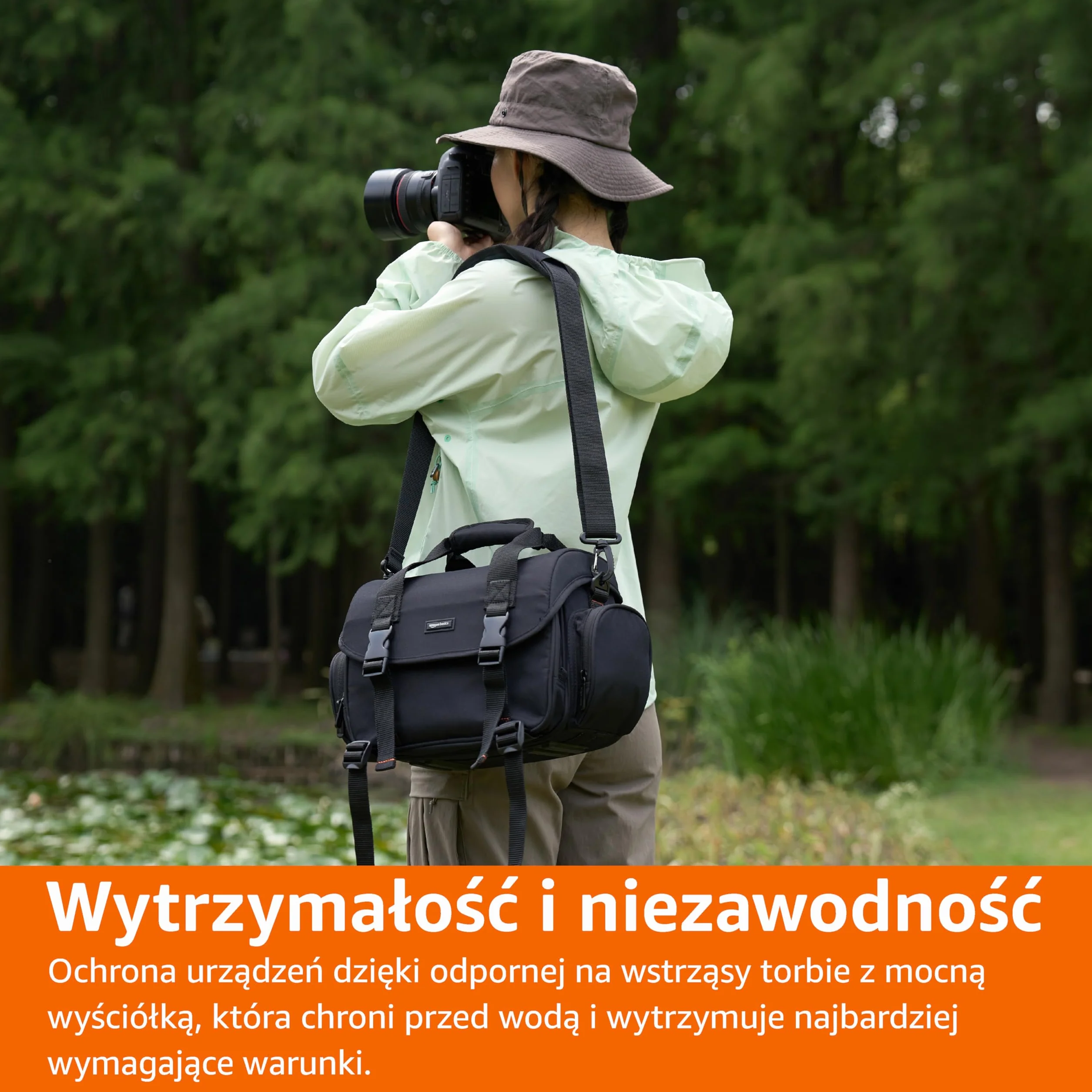 Amazonbasics Torba Na Ramię Na Lustrzankę, Czarny/Pomarańczowy, 32.4 x 20.3 x 24.8 cm
