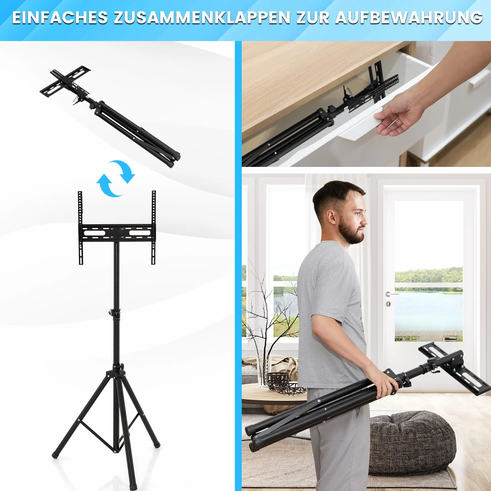 COSTWAY Stojak pod telewizor z regulacją wysokości, 21–47 cali, 35 kg, 450x100 mm, czarny