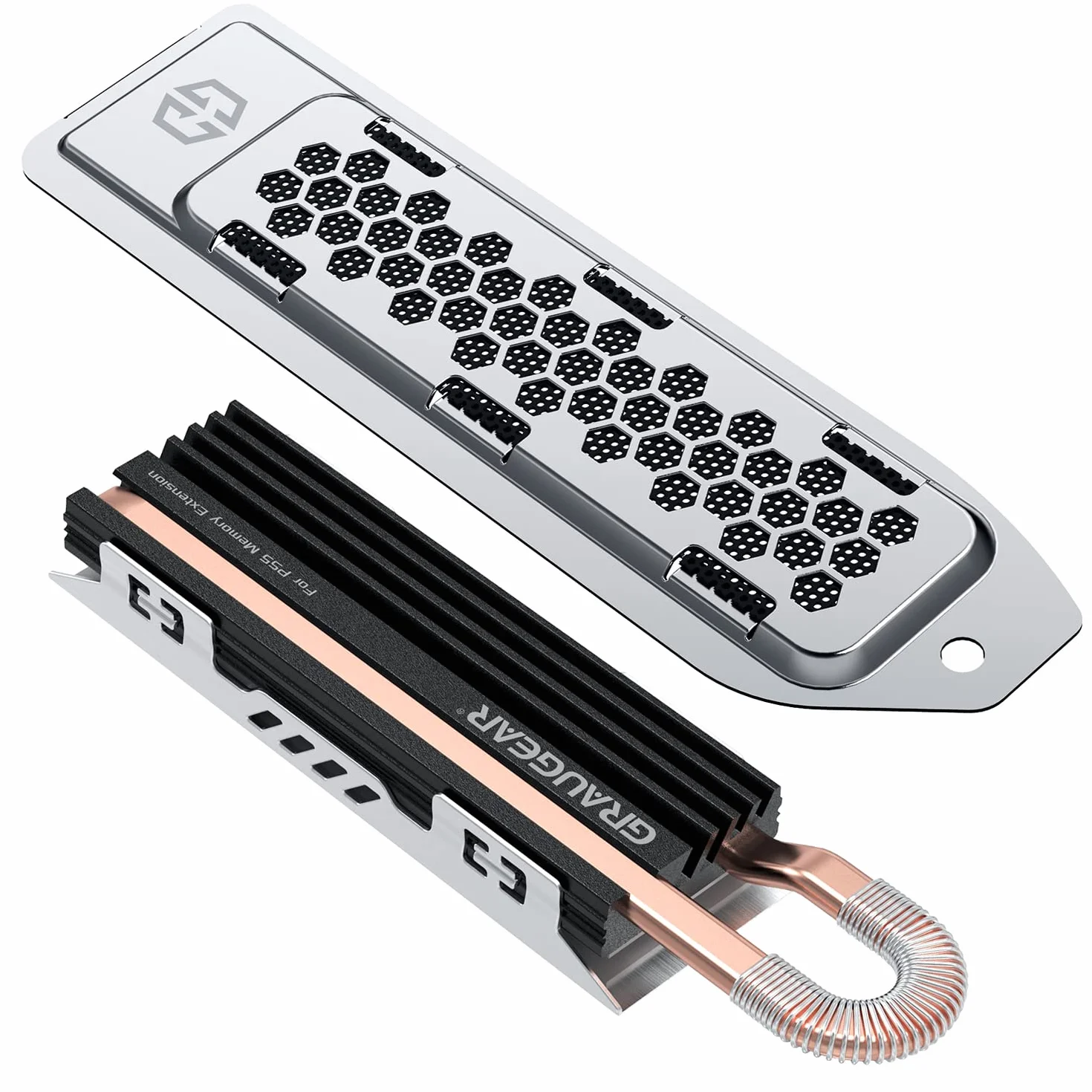 GRAUGEAR Radiator HeatPipe do M.2 NVMe SSD (2280), Playstation 5, PS5 Slim, do rozszerzenia pamięci PS5, z osłoną chroniącą przed kurzem.