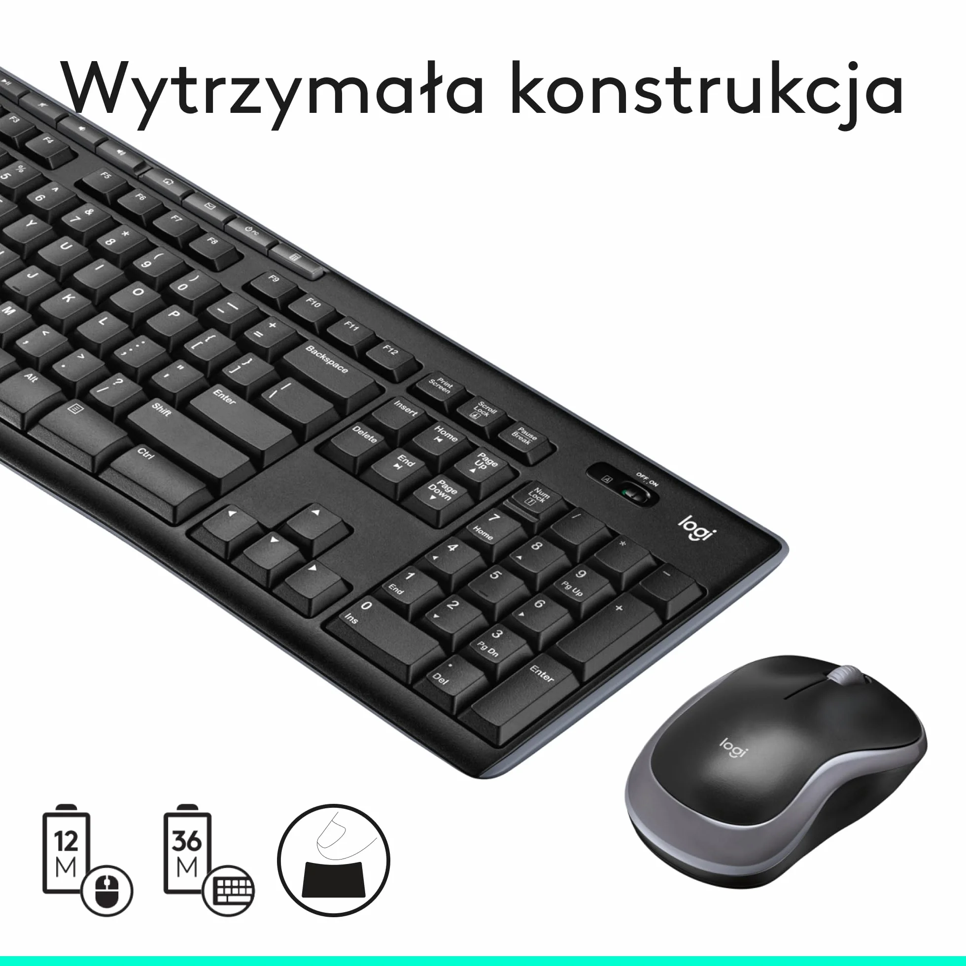 Logitech MK270 Bezprzewodowy Zestaw Klawiatura i Mysz dla Windows, 2,4 GHz, Kompaktowa Myszka, 8 multimedialnych klawiszy skrótowych, bateria 2 lata, dla PC, Laptop, QWERTY układ US Intl - Czarny