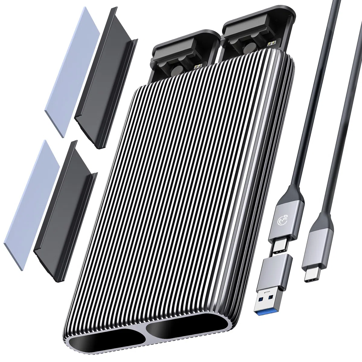ORICO Dual-Bay NVME M2 SSD obudowa aluminiowa USB3.2 Gen2 10 Gbps M.2 Type-C stacja dokująca do PCIe M-Key, B&M Key 2230/2242/2260/2280
