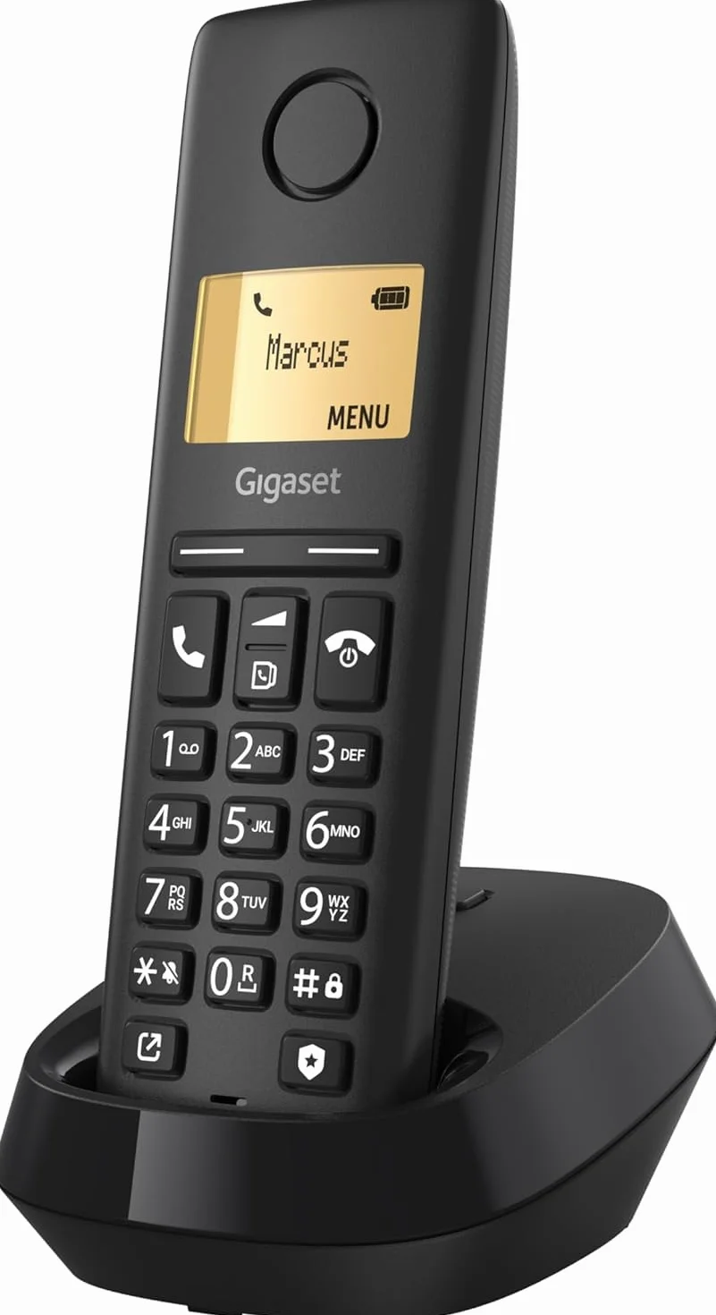 Gigaset Pure 120 telefon bezprzewodowy ECO DECT z ochroną połączeń, antracytowo-czarny