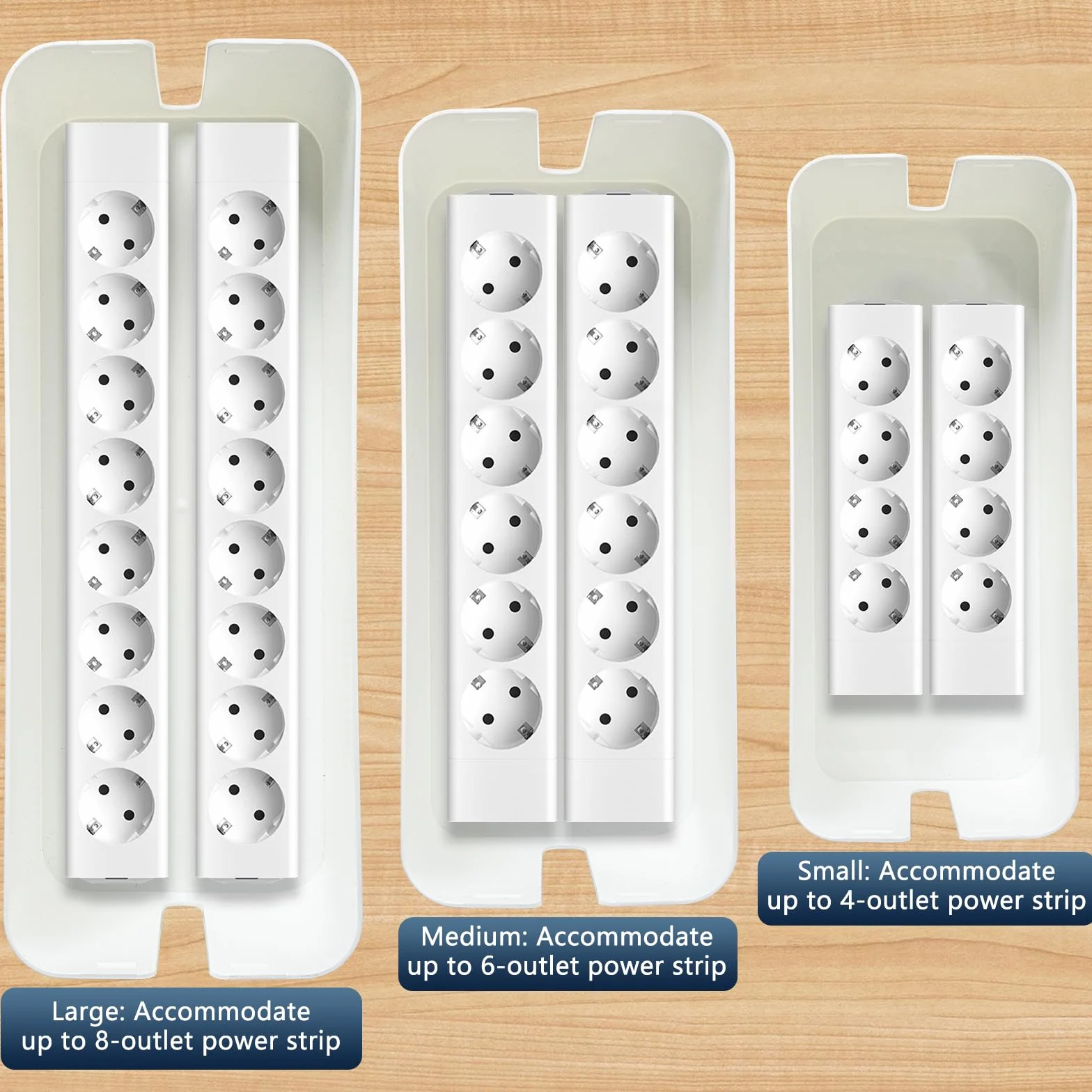 Skrzynka na Kable 3 Sztuki Pudełko z Drewnianą Pokrywką, Cable Organizer Box z Taśmami, Duży Średni Mały
