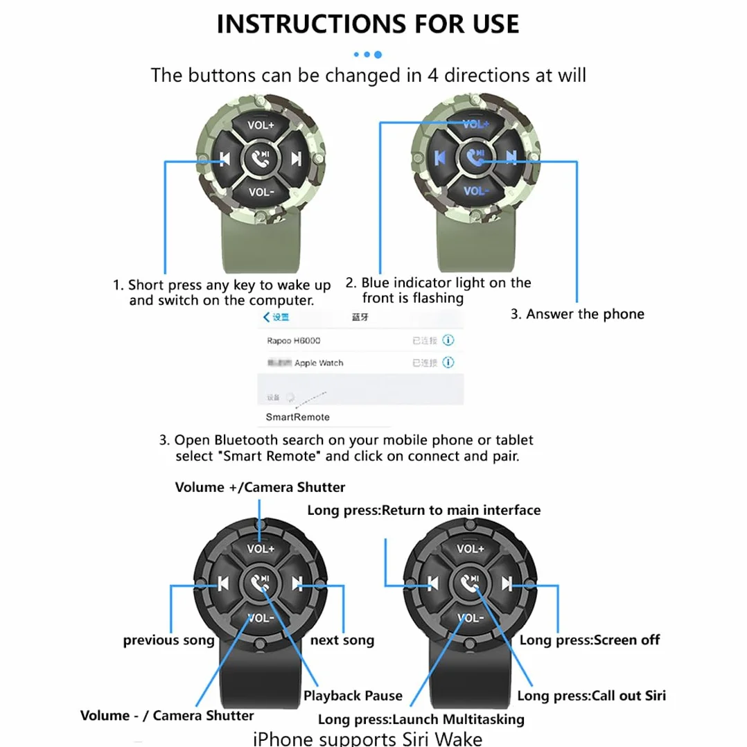 Bezprzewodowy pilot Bluetooth IP67 wodoodporny przycisk multimedialny do telefonu samochodu
