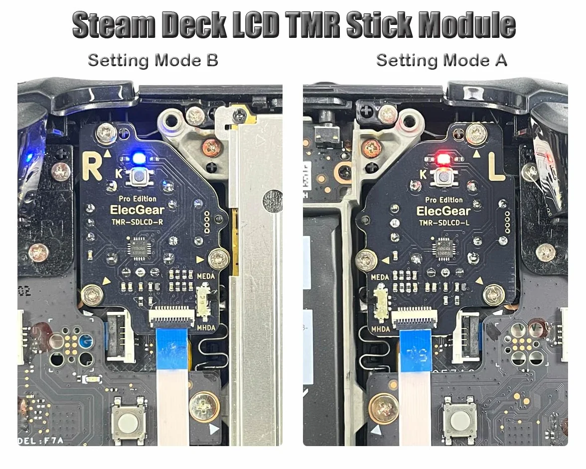 ElecGear TMR Moduł Joysticka Zamienny do Steam Deck LCD, Płytka PCB z Kalibracją MCU i Drążkiem TMR, Kompatybilny z MEDA/MHDA – (Wersja LCD)