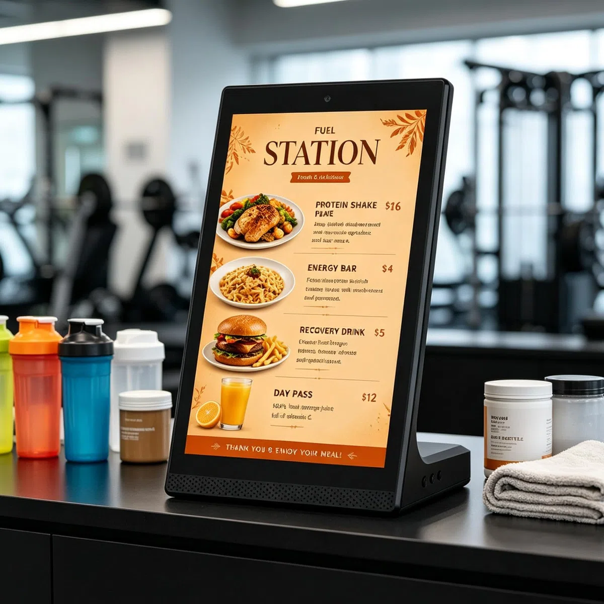 15,6-calowy ekran dotykowy do cyfrowej reklamy (Digital Signage) dla małych firm, cyfrowa tablica menu z Wi-Fi i USB, elektroniczny ekran reklamowy do restauracji, kawiarni i sklepu