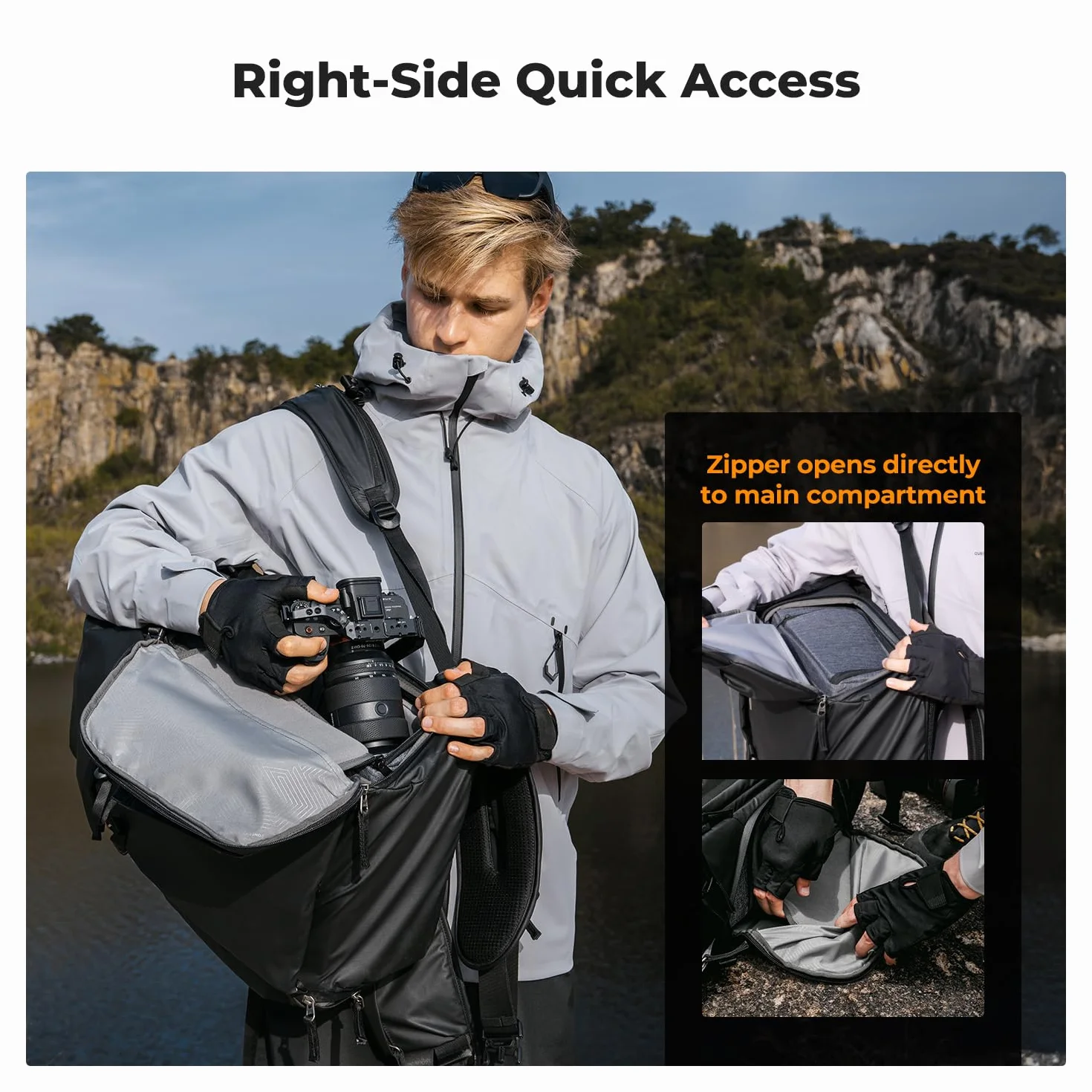 K&F Concept Plecak na aparat 30 l, profesjonalny, duży plecak fotograficzny, wodoszczelny, plecak podróżny na lustrzankę cyfrową, statyw/kask, do laptopa o przekątnej ekranu 15", nadaje się do