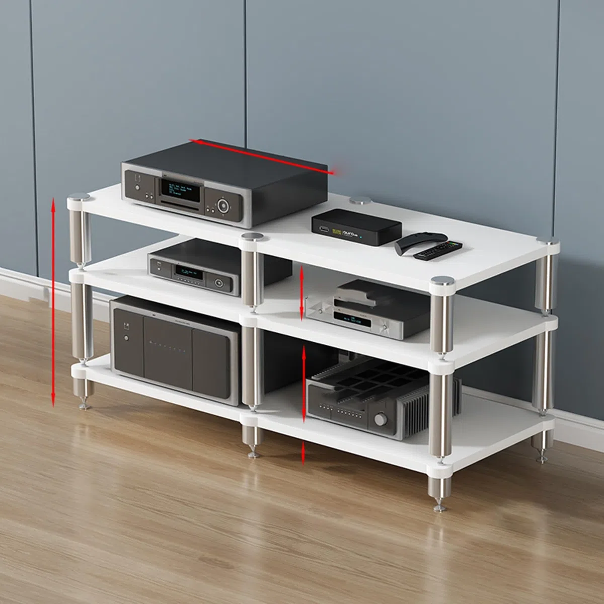 Szafka Hi-FI, szafka Hi-FI, narożny uchwyt AV 2/3/4-poziomowy, wieża Hi-FI, przenośny stojak na odtwarzacz, stojak do przechowywania treści multimedialnych, stojak na konsolę do gier wideo (lekka)