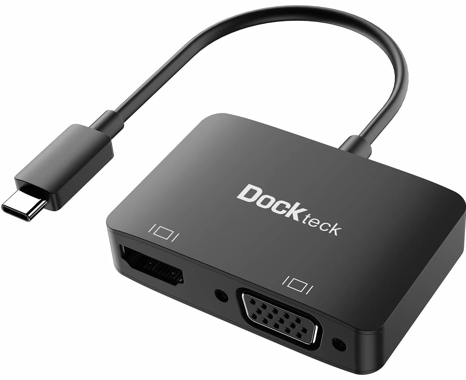 Dockteck Przejściówka z USB-C na HDMI 4K 60Hz, przejściówka 2 w 1 z VGA, do MacBook Pro/Air M1, iPad Pro/Air/Mini 6, Dell Xps 13/15