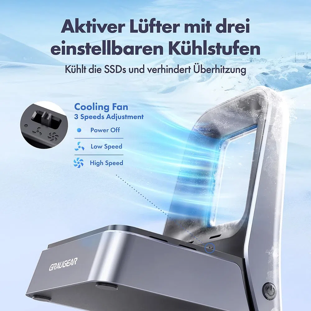 GRAUGEAR Stacja dokująca SSD 40 Gbit/s M2, USB4 NVME 40 Gbps, kompatybilna z Thunderbolt 4 do 3800 MB/s, do M.2 2230/2242/2260/2280/22110, chłodzenie, bez użycia narzędzi
