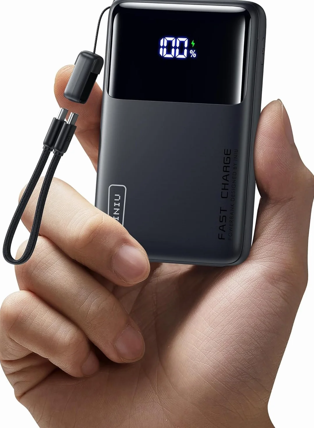 INIU 45W Power Bank, Supercienki 10000mAh Przenośna Ładowarka z Kablem USB-C, Szybkie Ładowanie USB C PD3.0 QC4.0 do iPhone 17 16 15 14 13 Pro Max iPad Air Samsung Galaxy S24 S23 Note 20 etc