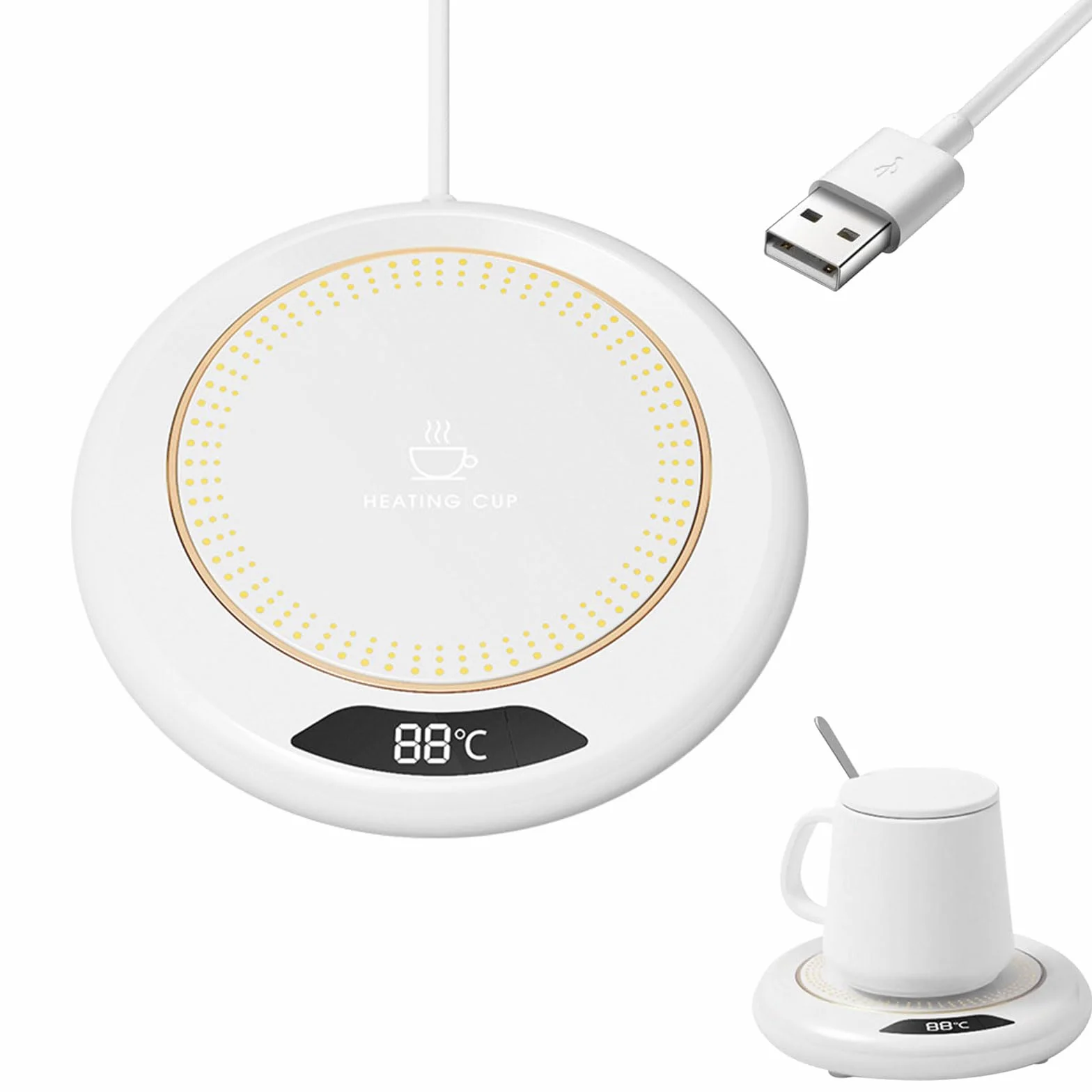 Podgrzewacz do kubków, podgrzewacz do świec z 3 ustawieniami temperatury, elektryczny podgrzewacz do kawy, podgrzewacz do napojów USB, podgrzewacz do herbaty, podgrzewacz do kubków do biurka