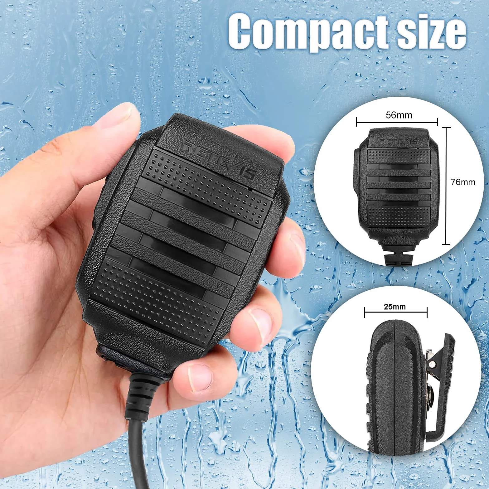 Retevis RS114 Mikrofon Głośnikowy Walkie Talkie Wodoodporny 2-Pinowy Ręczny