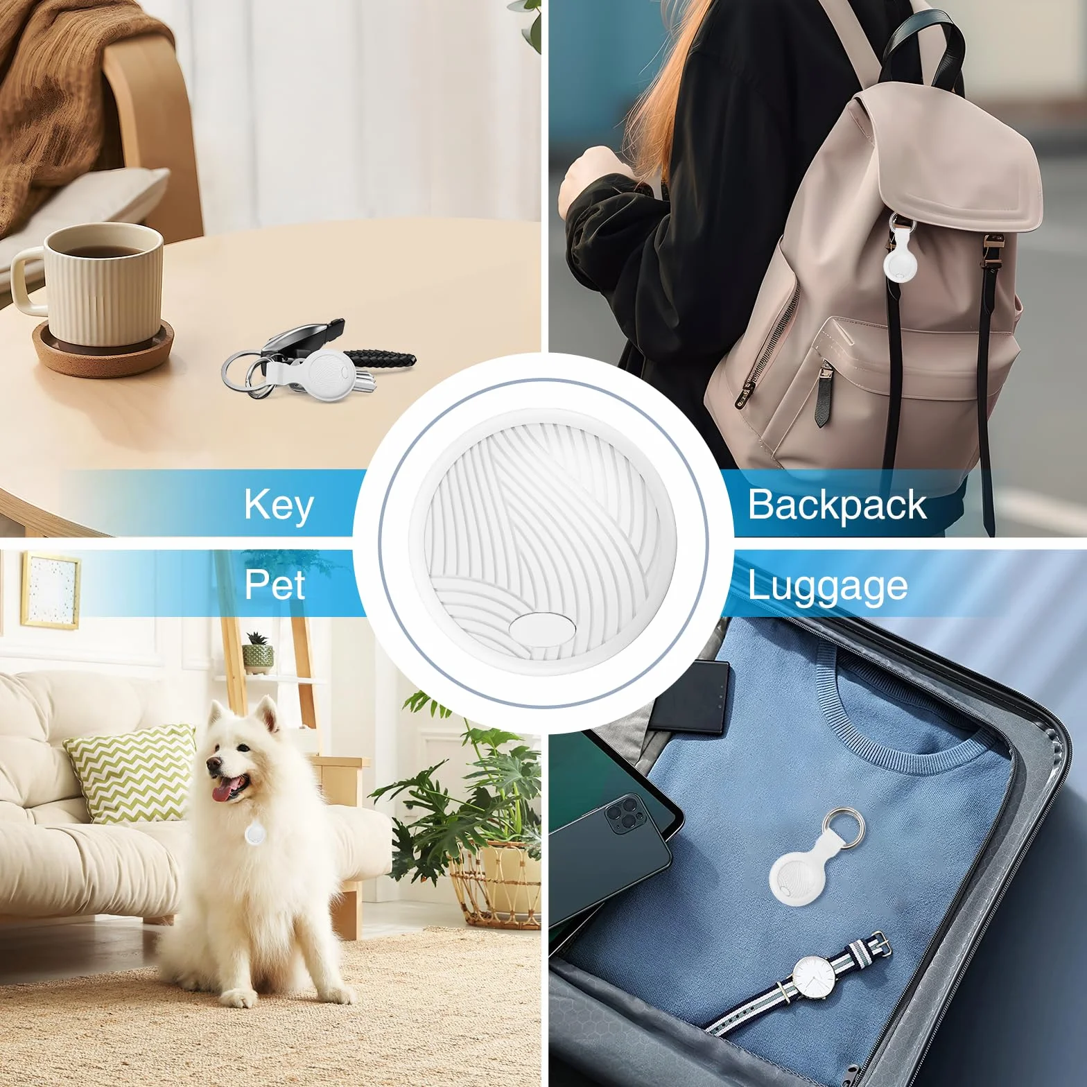 Lokalizator GPS - Smart Tag Bluetooth(Tylko iOS),Znajdź obiekty dla Zwierzak Domowy, dzieci, walizki, Bagażu, Wymienna Bateria, Biala