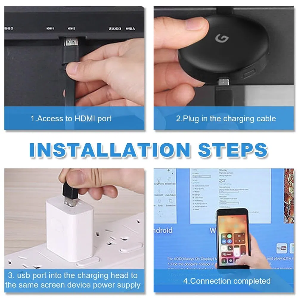 4K Full HD Miracast HDMI Dongle, 1080P bezprzewodowy adapter HDMI, 5G Miracast Dongle, wyświetlacz WiFi do urządzeń z systemem Android/iOS/Windows, tablet, HDTV/monitor/projektu
