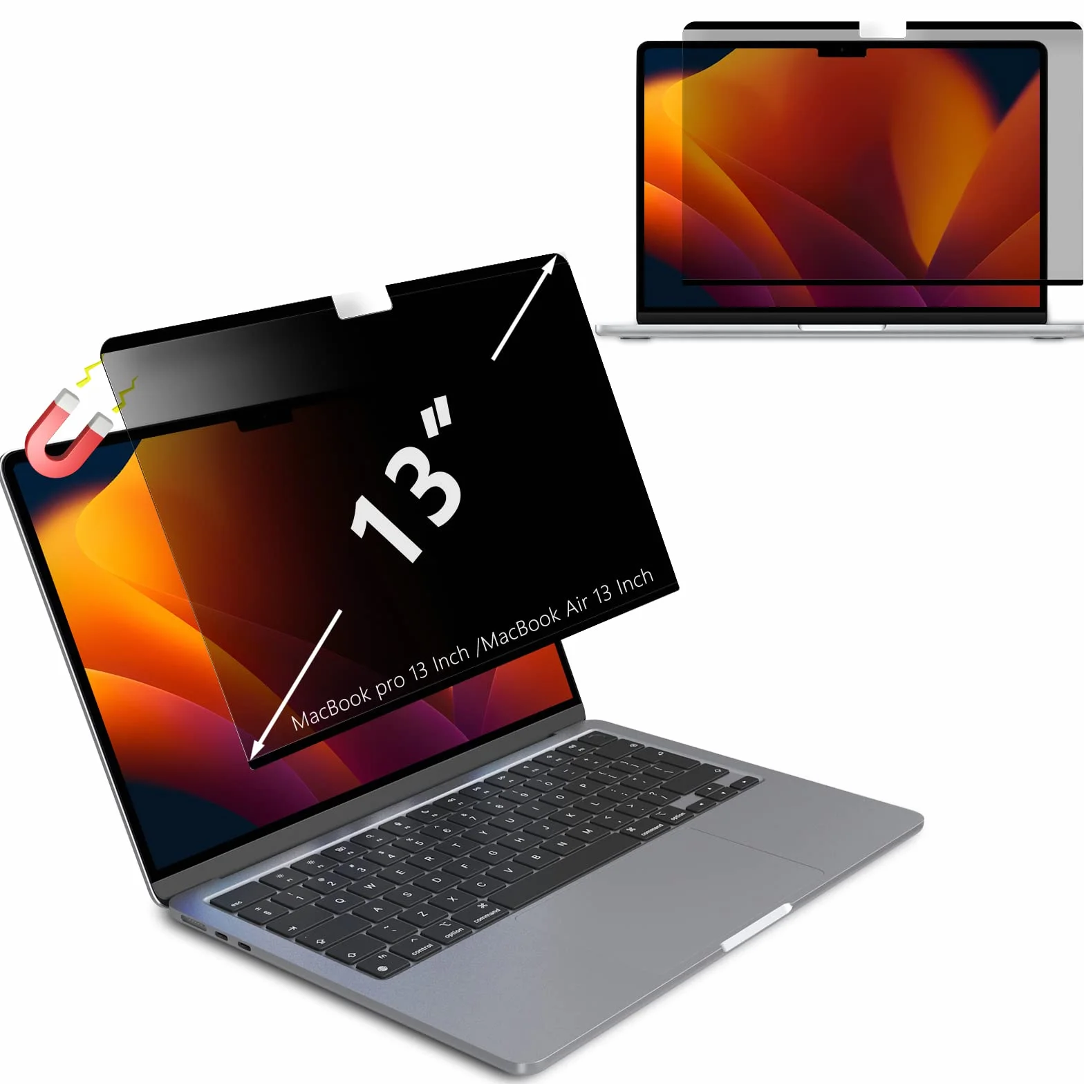 LanQii Filtr prywatyzujący kompatybilny z MacBook Pro 13" (2016-2022 M1/M2), magnetyczny filtr prywatności, ochrona danych, zdejmowana folia ochronna do MacBook Air 13" (2018-2021, M1)