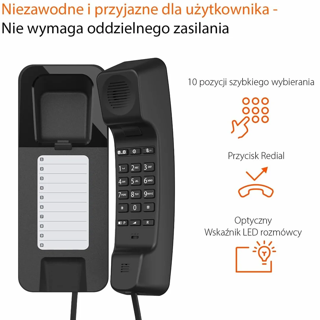 Gigaset DESK 200 telefon przewodowy czarny 10 pozycji szybkiego wybierania