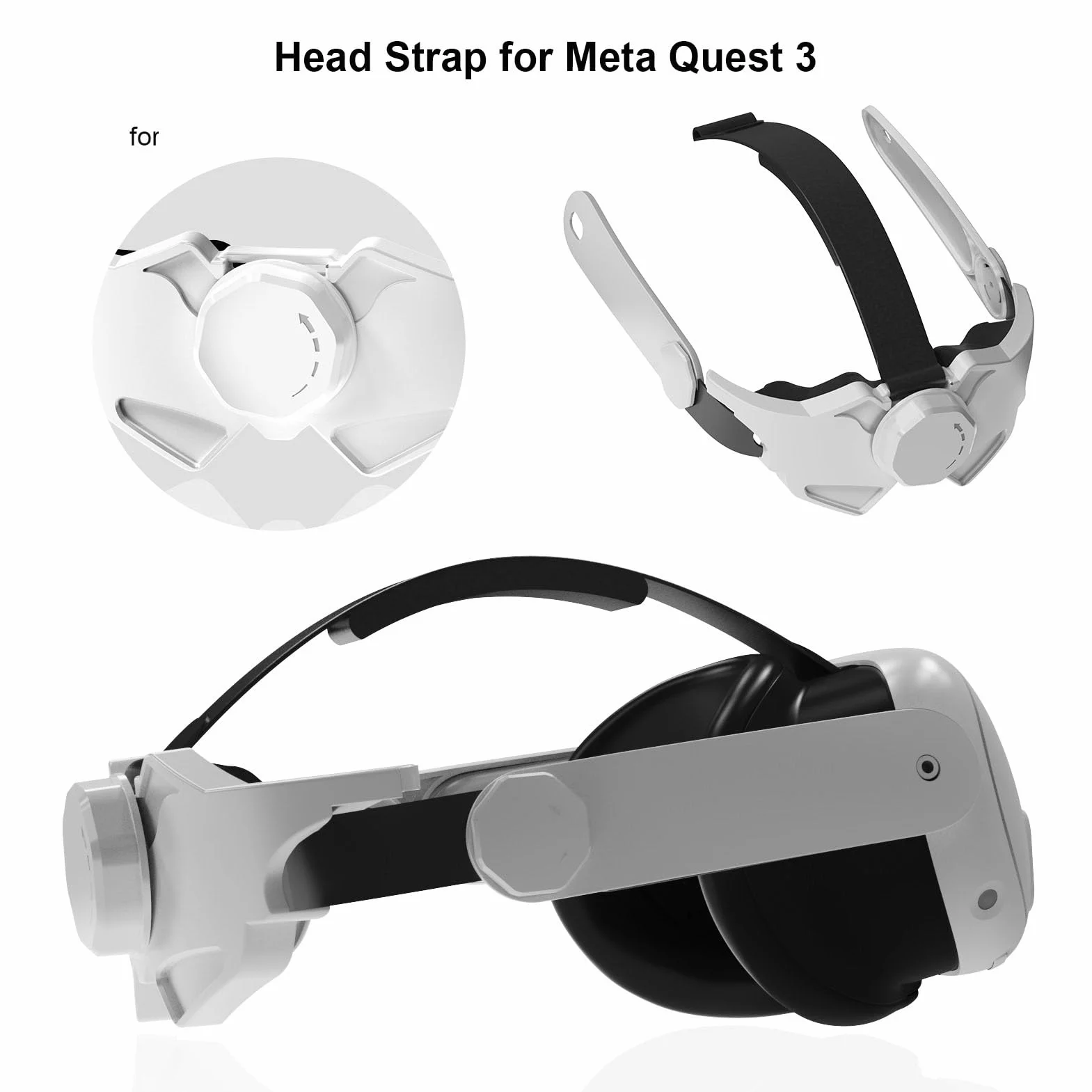 Pasek na głowę do Meta Quest 3 VR, Pasek Comfort Elite do Akcesoriów Oculus Quest 3 Regulowany Zamiennik Paska Elite Zapewniający Większe Wsparcie Komfortu i Zmniejszający Nacisk