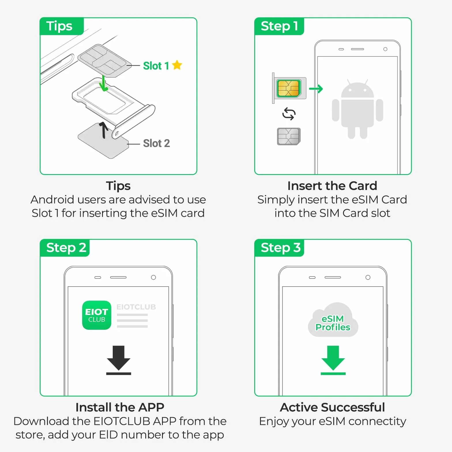 EIOTCLUB Karta ESIM do smartfonów z systemem Android, nieograniczone profile do pobrania, roaming danych w 33 krajach UE i ponad 200 krajach na całym świecie (Physical eSIM)