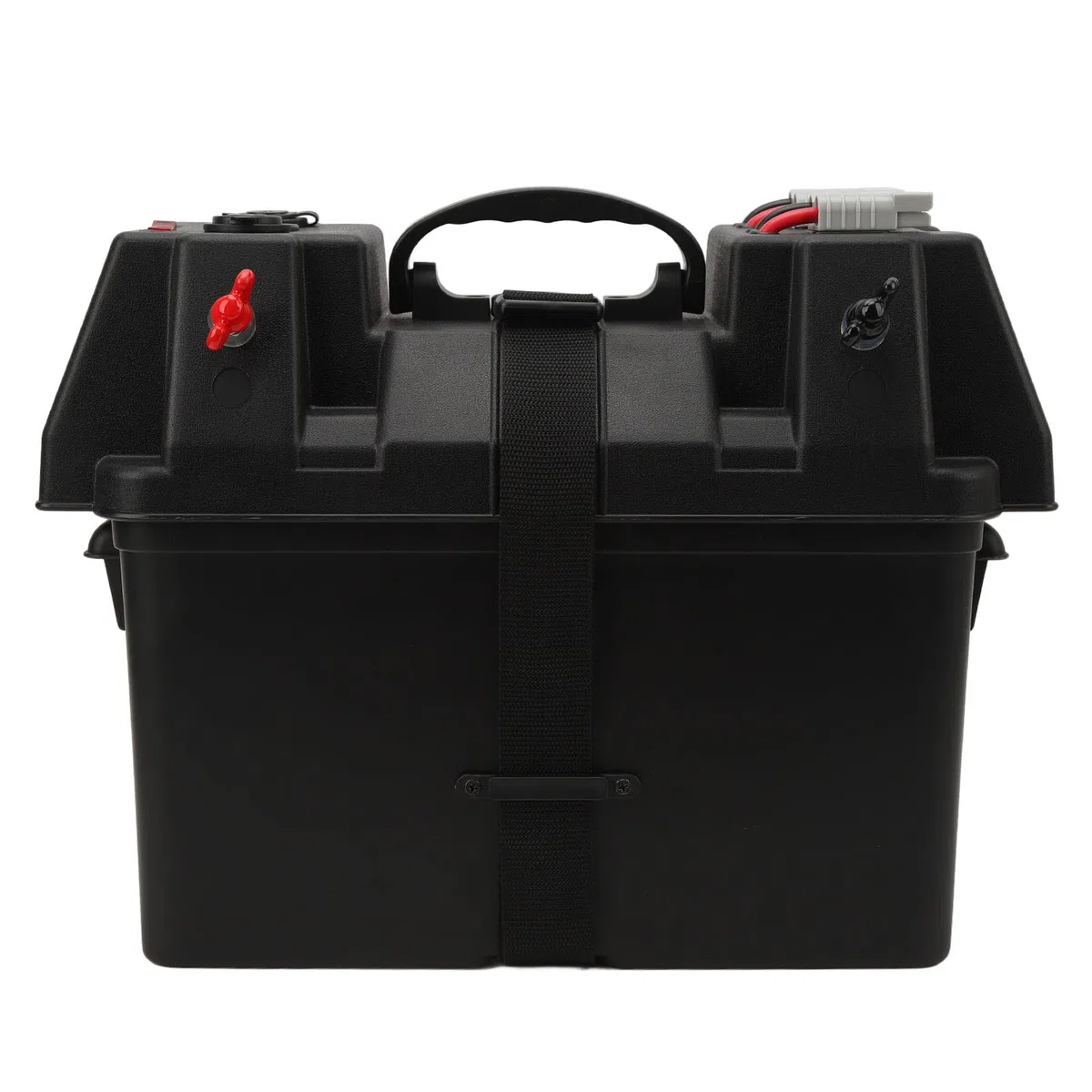 Bnineteenteam Przenośny Pojemnik na Baterie, Wodoodporny Pojemnik na Baterie 12 V z 2 Portami USB i zapalniczką, do Morskich Akumulatorów Samochodowych do Przyczep Kempingowych RV