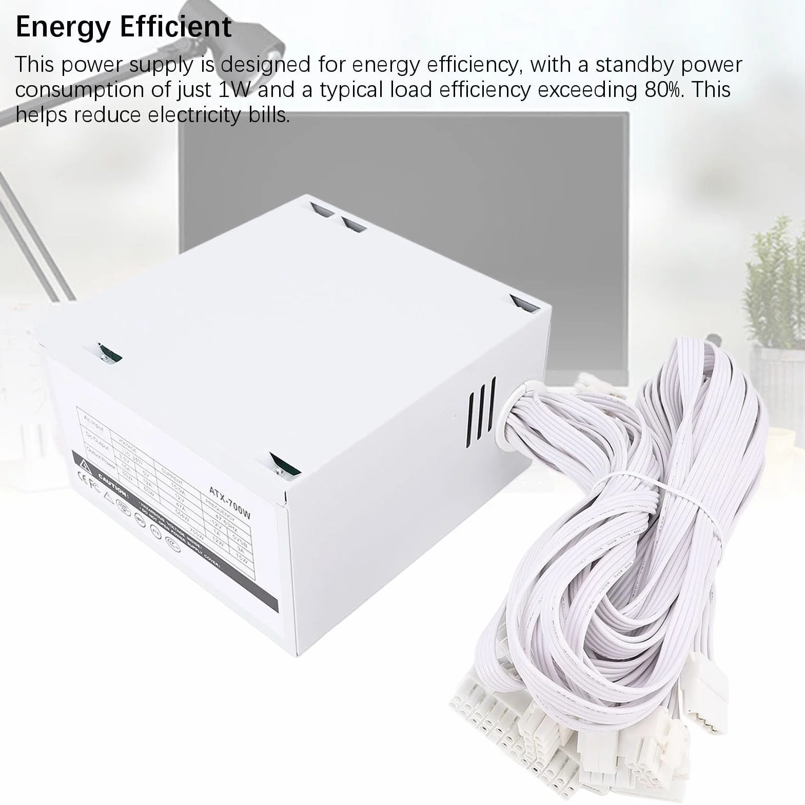 Fockety Zasilacz ATX 700 W, Wentylator 120 Mm z automatyczną regulacją Prędkości i Wieloma Zabezpieczeniami, Zasilacz do Gier z 4+4-pinowymi Złączami Procesora do Komputerów Stacjonarnych