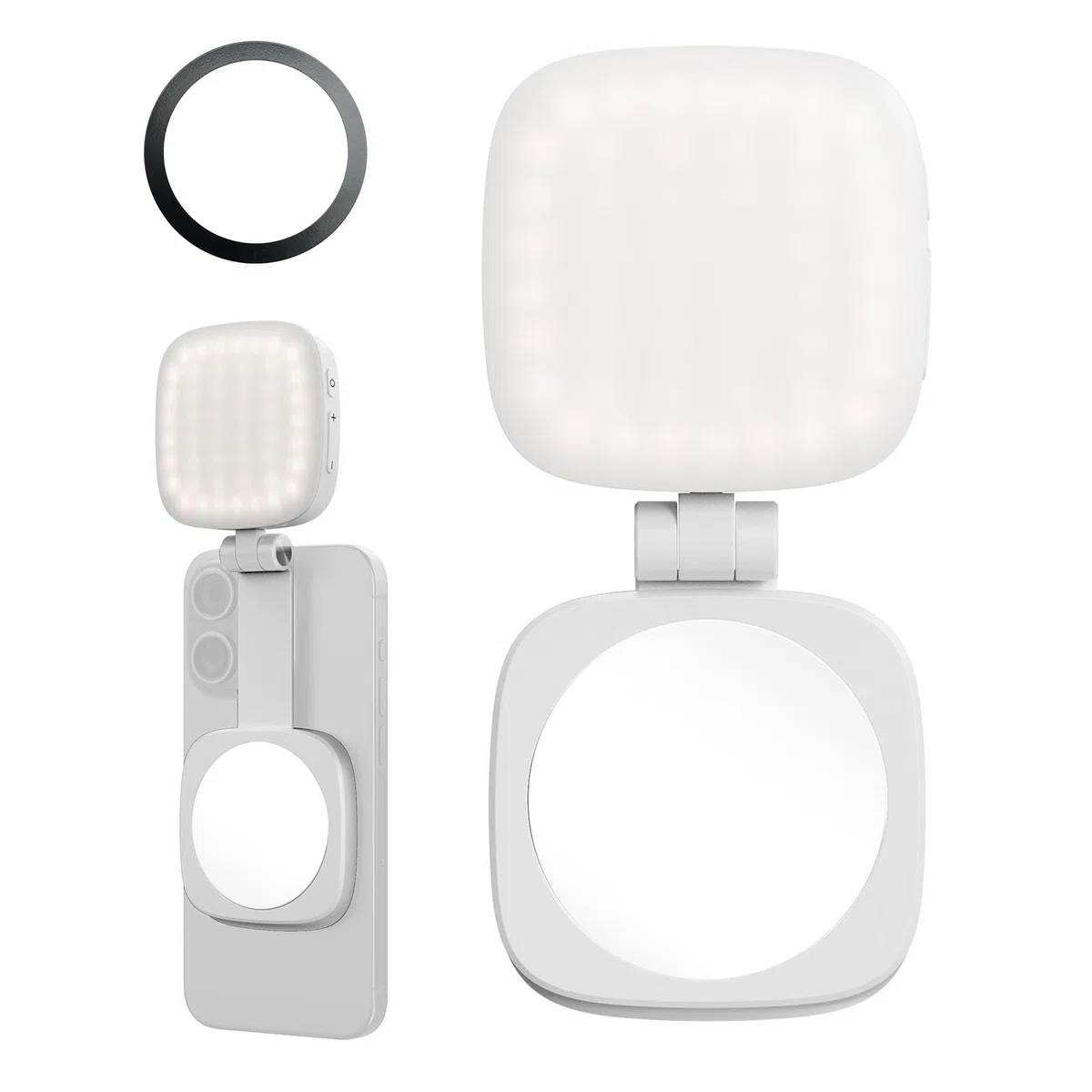 SMALLRIG Magnetic Selfie Light do iPhone'a, lampa do telefonu z lusterkiem, natychmiastowe mocowanie do MagSafe, do selfie, wideokonferencji, Vibe P48 White - 4933