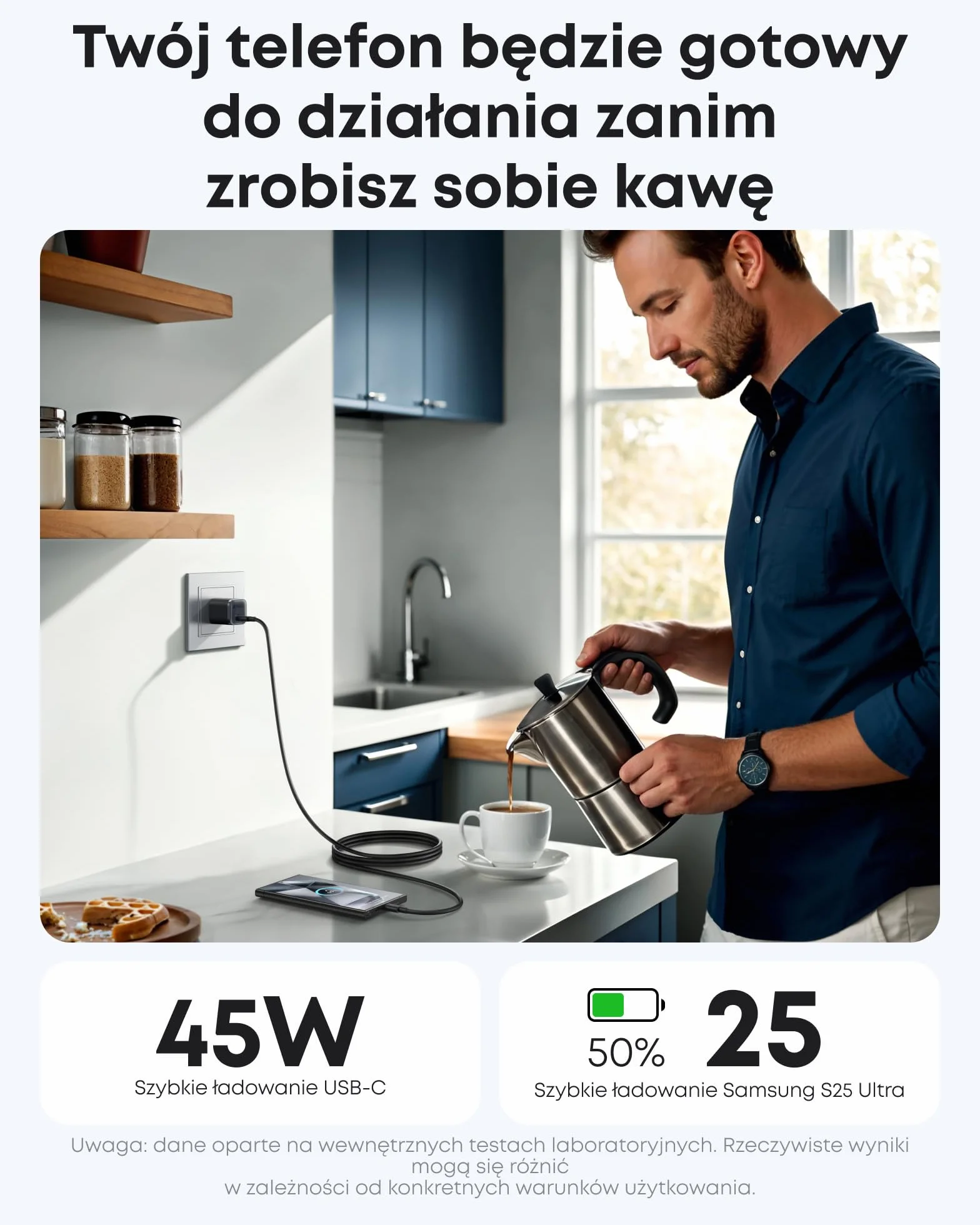 Szybka ładowarka USB-C Anker Nano 45 W, kompaktowa ładowarka USB typu C do urządzeń, takich jak Samsung Galaxy S25 Ultra/S24 Series, iPhone 17, MacBook, iPad (w zestawie kabel o długości 1,8 m)
