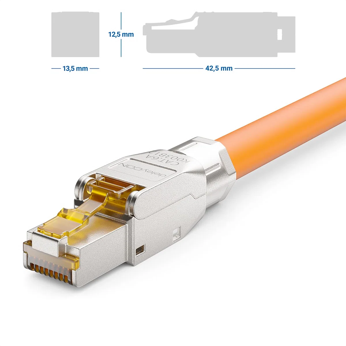 deleyCON 2x CAT 6a Wtyczka Sieciowa RJ45 Beznarzędziowy Montaż Ekranowana 10 Gbit/s Wtyczka Sieciowa do Sztywnych Surowego Kabla Sieciowego Złącze Wtykowe RJ45 Ethernet LAN DSL Kabel Krosowy
