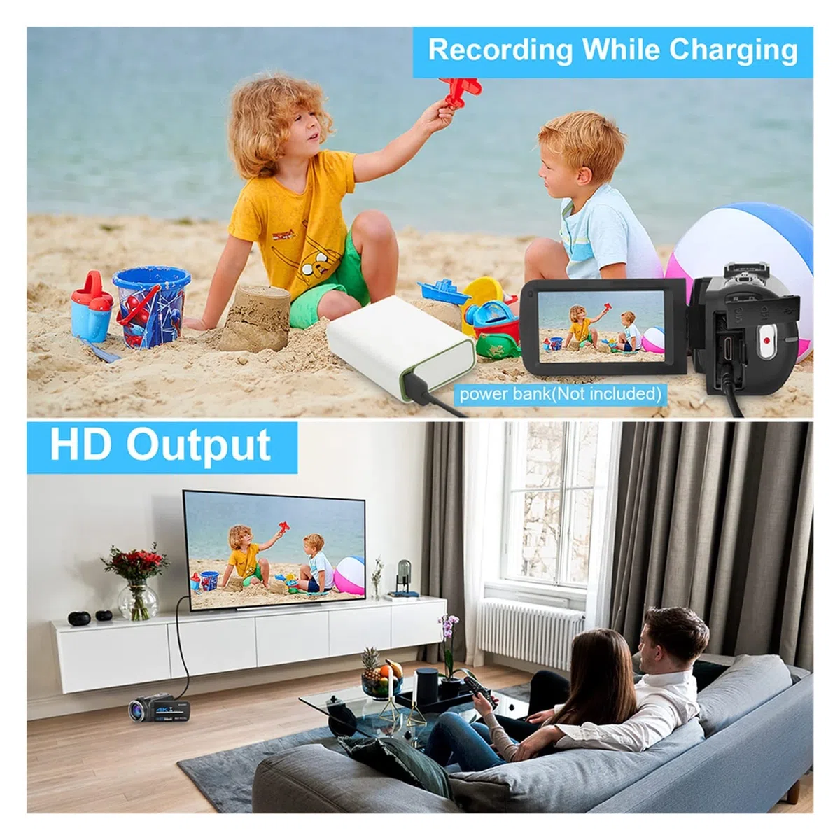 Kamera Wideo, Kamera kamery wideo 4K WiFi 4 8mp. Rejestrator do przesyłania strumieniowego Vlogging Night Vision szerokokątny Cyfrowa kamera z mikrofonem(Standard)