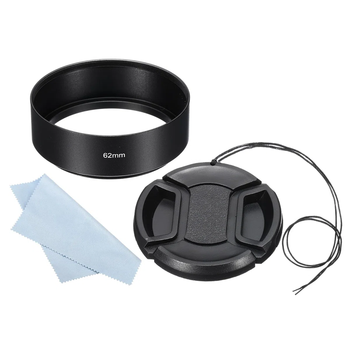 PATIKIL Osłona obiektywu 62 mm, standardowa ostrość, matowa powierzchnia, antyrefleksyjny kaptur wewnętrzny z osłoną obiektywu 67 mm i ściereczką do czyszczenia obiektywu aparatu, czarna