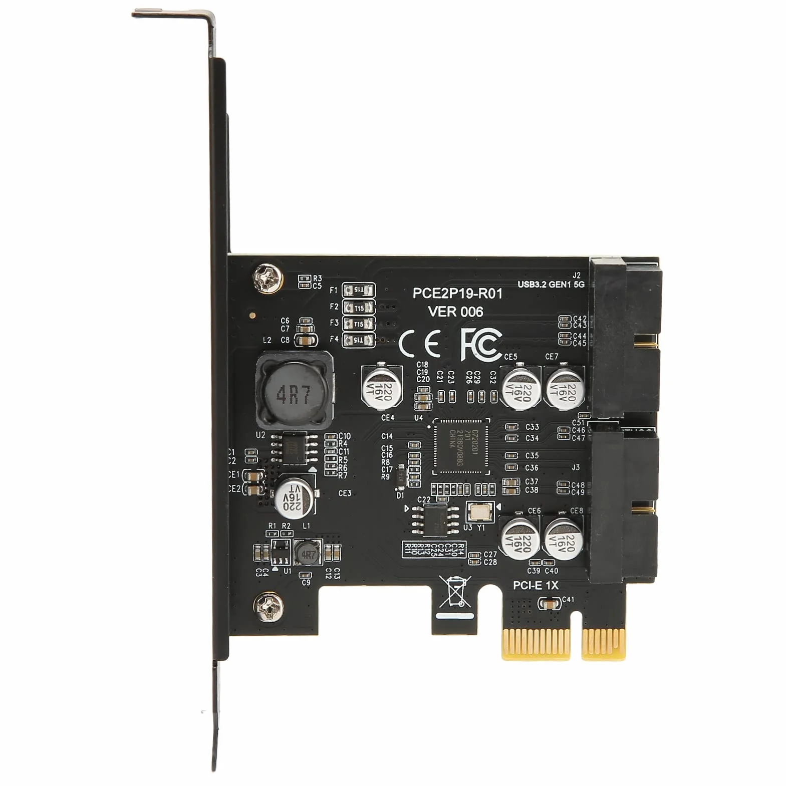 Karta rozszerzeń PCIe USB 3.2 Gen1 5 Gb/s Podwójny Port 19-pin Metal