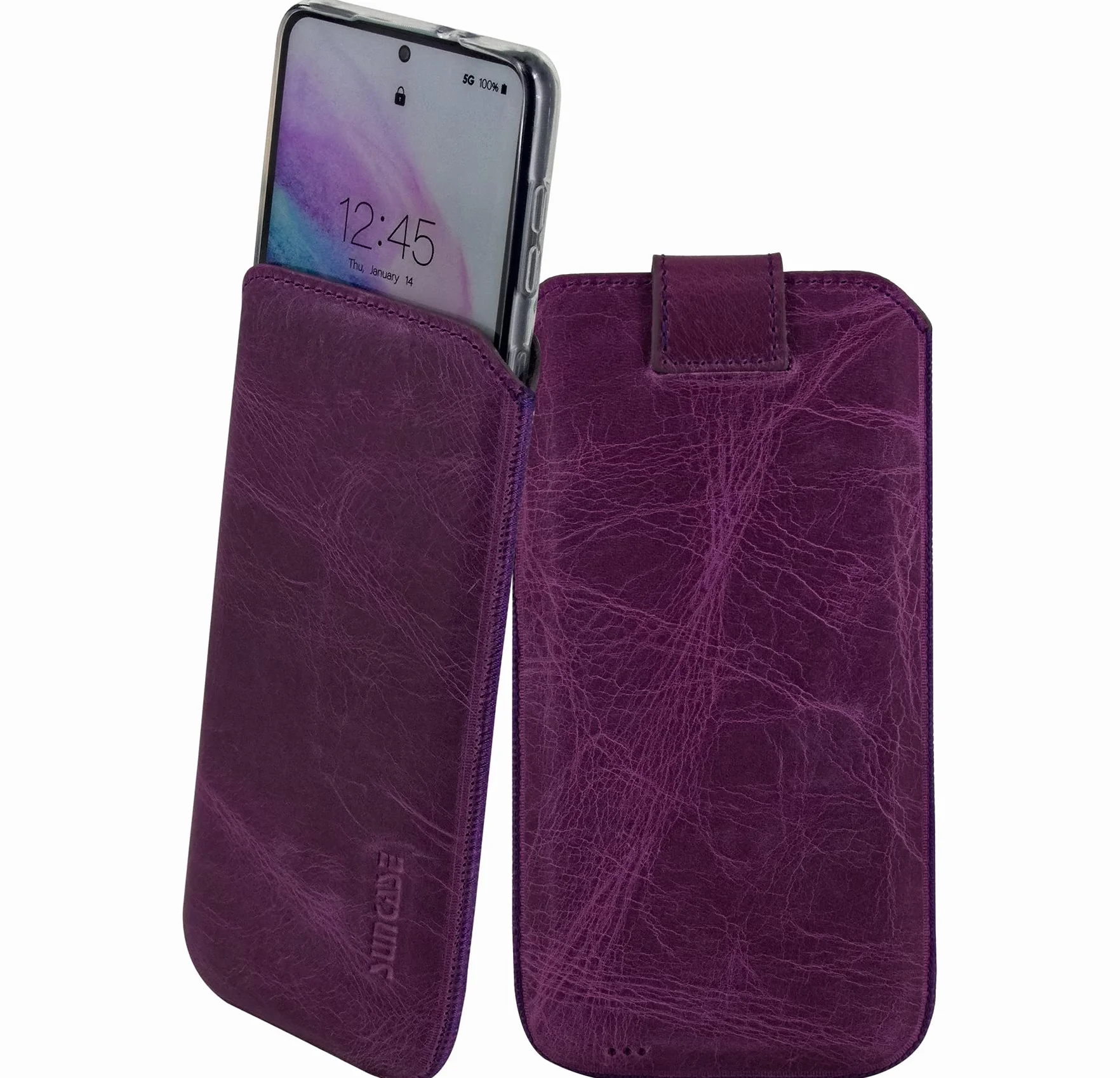 Suncase Prawdziwy skórzany pokrowiec etui kompatybilne z Sony Xperia 1 VII Wymiary wewnętrzne: ok. 166 x 78 x 15 mm (pasuje do dodatkowego grubszego silikonu Case/Bumper/Backcover) w kolorze antycznym