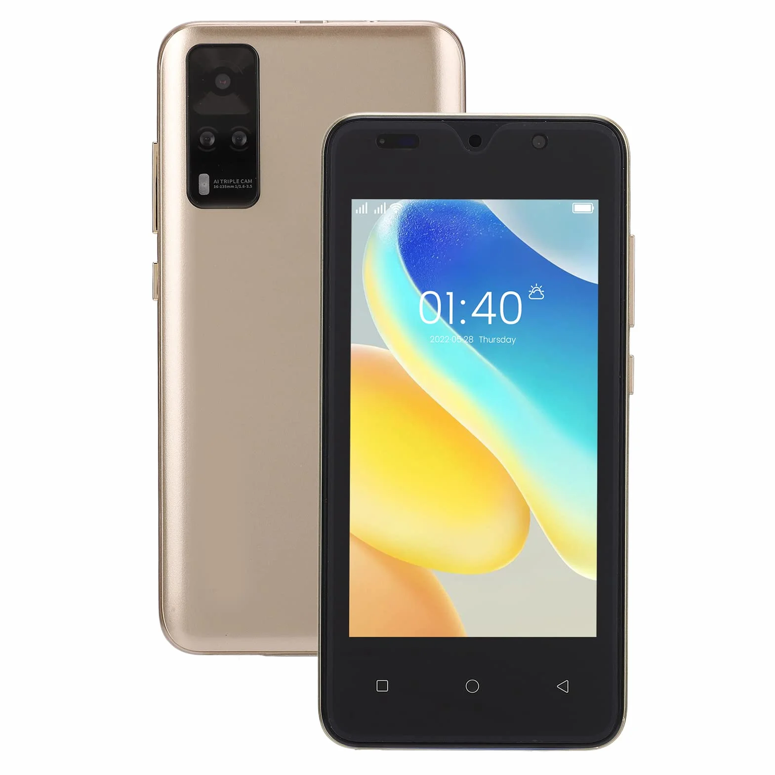 Odblokowane Telefony Komórkowe z Androidem, Y53S 5.45in Ekran FHD Telefon Komórkowy Dual SIM z Odblokowaniem Twarzy, 2 GB RAM 32 GB ROM Ultra Cienki Smartfon, Rozszerzenie 128G, 2800 MAh,(Złoto)
