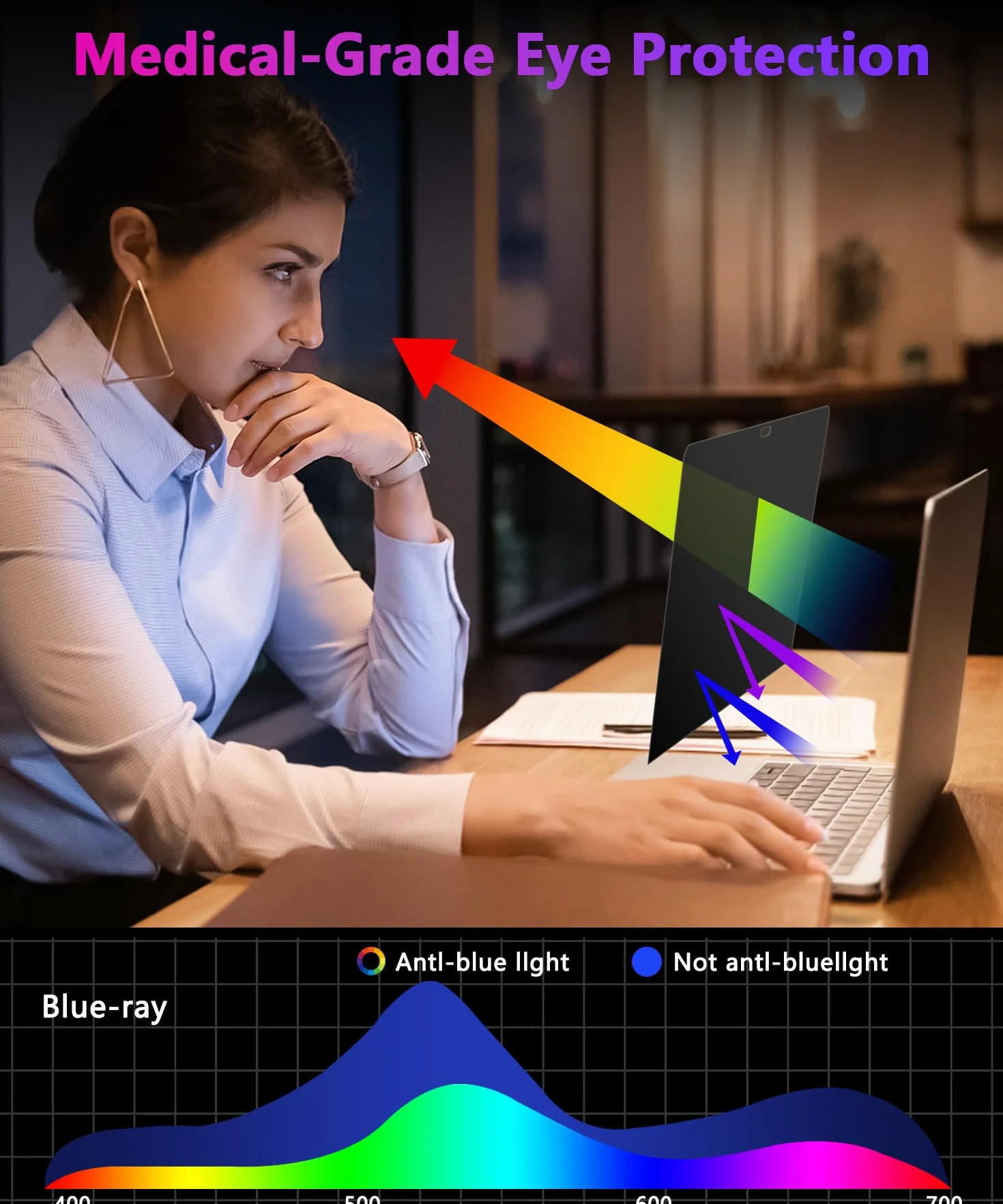 Filtr antyszpiegowski 4-kierunkowy do MacBooka Pro 33.0 cm (2016-2022, M1, M2) i MacBook Air 33.0 cm (2018-2021, M1), matowy antyodblaskowy